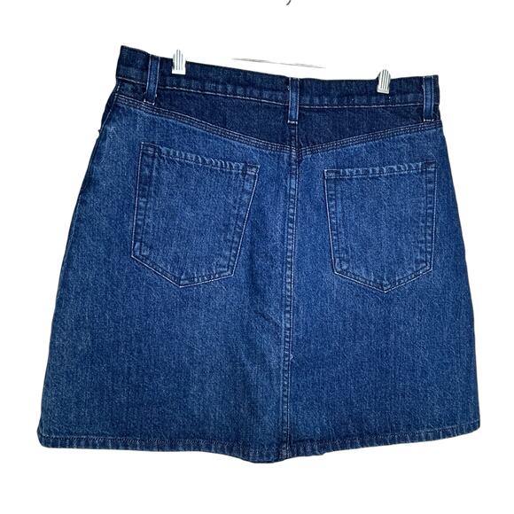 BLDWN Denim Mini Skirt Size 31/12 Andie Asymmetric Dark Wash Preppy Casual - Picture 4 of 7